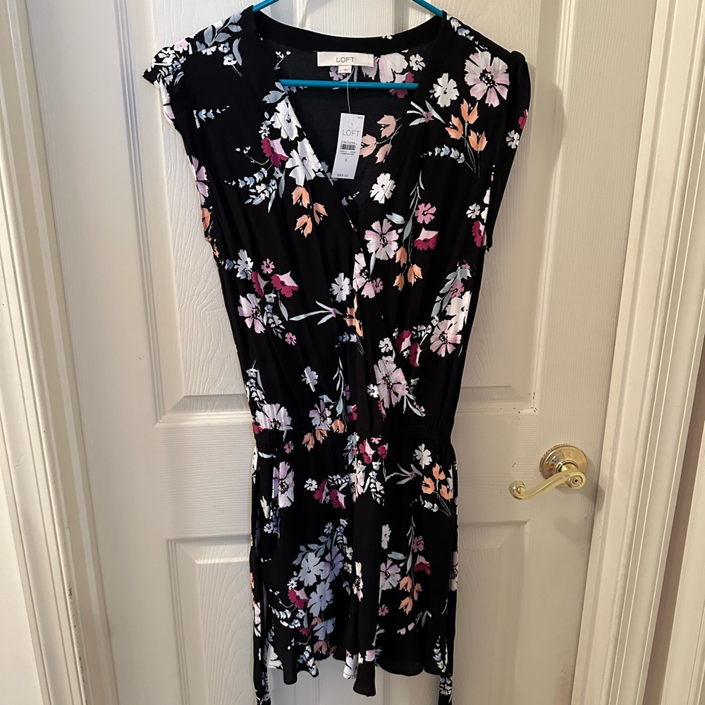 Loft Black Floral Romper. Size small.